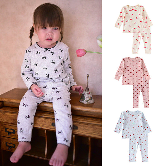 【BABY&KID】北欧風ハート、蝶結びセットアップSK101331