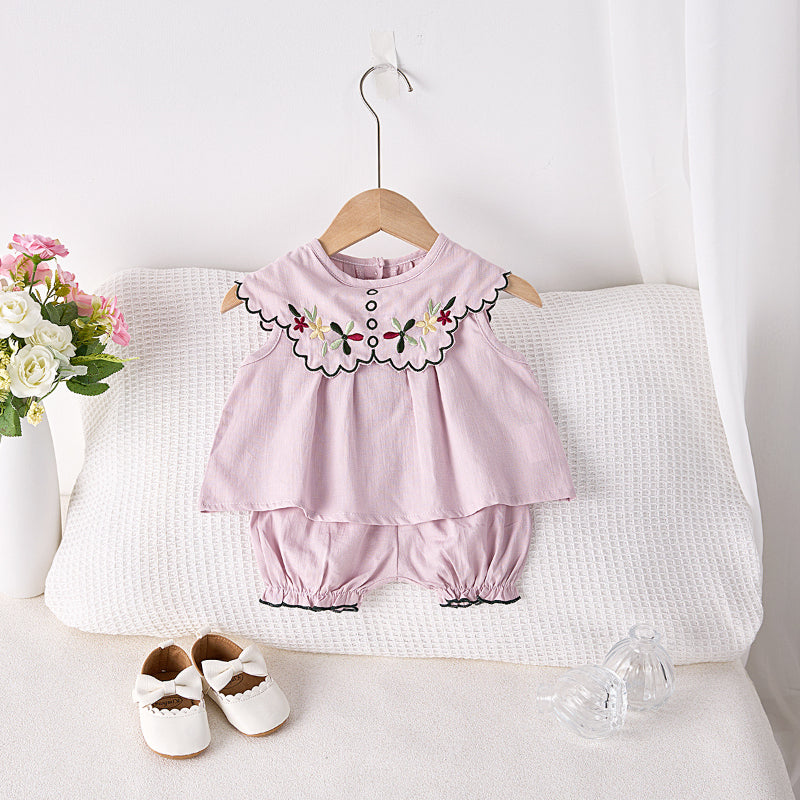 【BABY】夏新作 刺繍ノースリーブセットアップSK081522