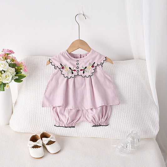 【BABY】夏新作 刺繍ノースリーブセットアップSK081522