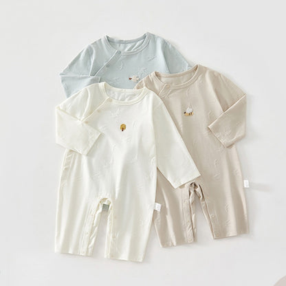 【BABY】北欧風ジャカード斜めボタンカバーオールSK104421