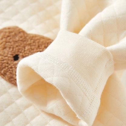 【BABY】冬新作北欧風チェックくま前開きあったかカバーオールSK102622