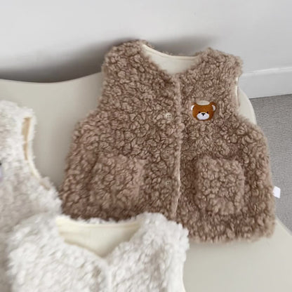 【BABY&KID】冬新作カートゥーン裏起毛ベストSK102732