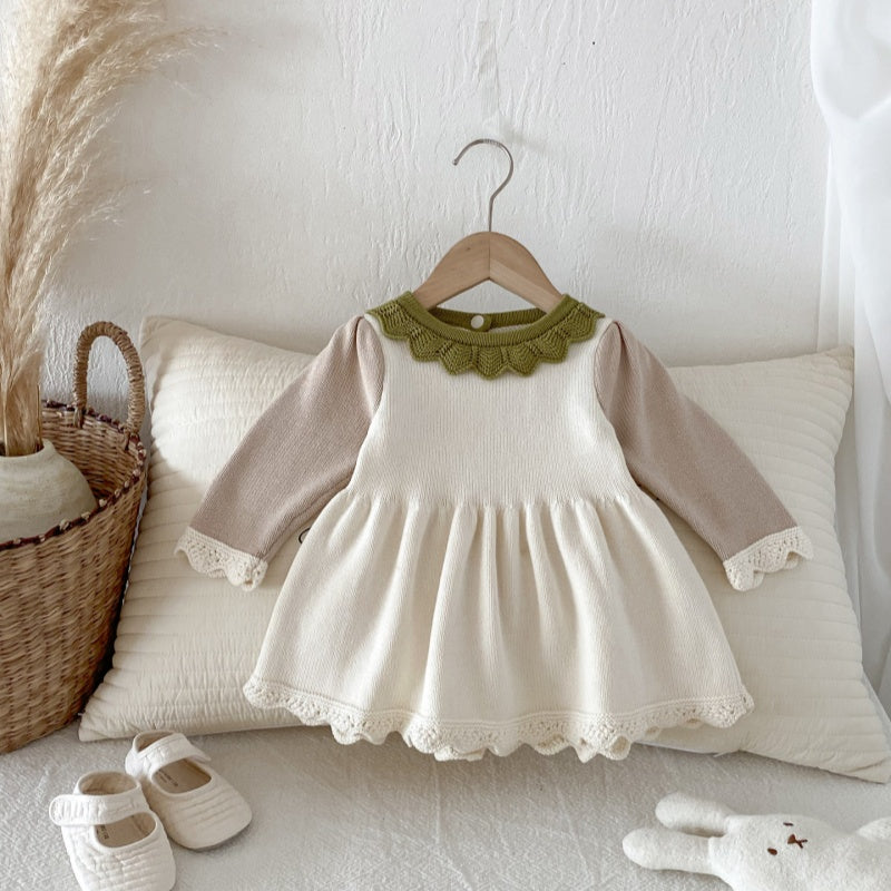 【BABY&KID】コントラストカラーニットワンピースSK092711