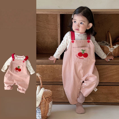 【BABY】さくらんぼポケットサロペット＆さくらんぼ柄ロンTSK104304