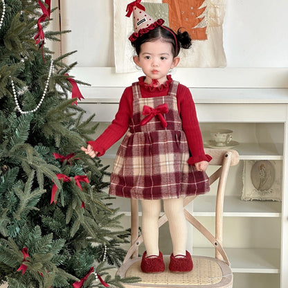 【BABY】冬新作チェックあったか厚手ジャンパースカートSK103117