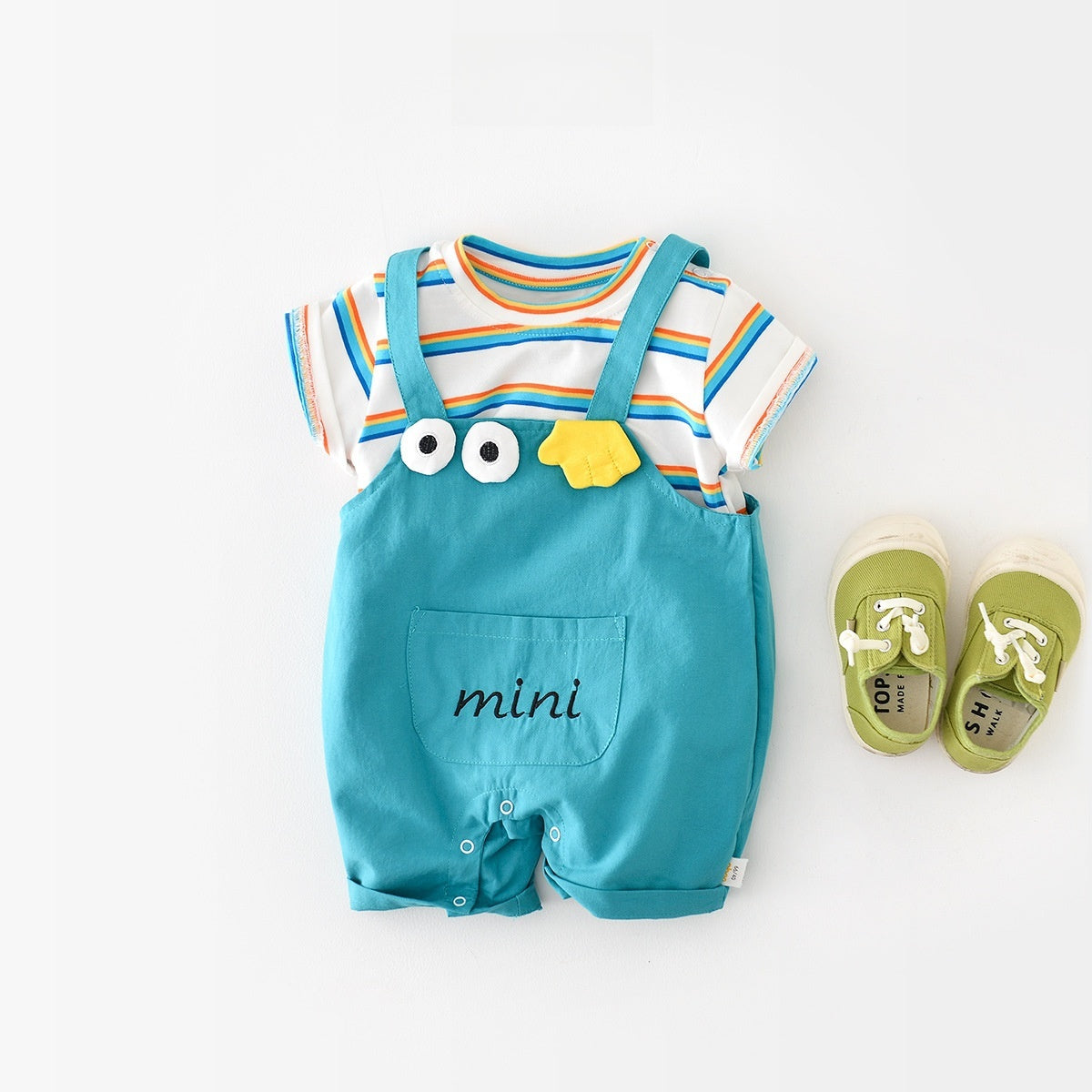 【BABY】夏新作 MINIレインボーストライプ半袖ジャンプスーツSK070813