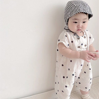 【BABY】夏新作 ドット柄、無地ロンパースSK072019