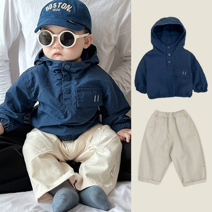 【BABY&KID】大きめポケット付きフードマウンテンパーカー、アーモンドパンツSK100222