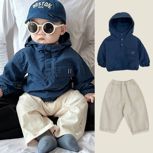 【BABY&KID】大きめポケット付きフードマウンテンパーカー、アーモンドパンツSK100222