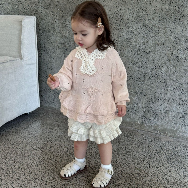 【BABY&KID-予約限定】手編みフラワーニットセーターSK102234