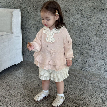 【BABY&KID-予約限定】手編みフラワーニットセーターSK102234