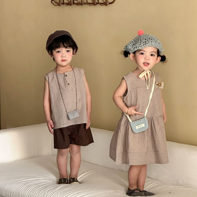 【BABY&KID】夏新作ストライプセットアップ、ワンピースSK104710