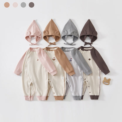 【BABY】北欧風カートゥーンワッペン綿カバーオールSK102625