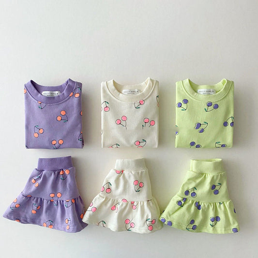【BABY&KID】夏新作 チェリー半袖Tシャツ＆スカートSK080501