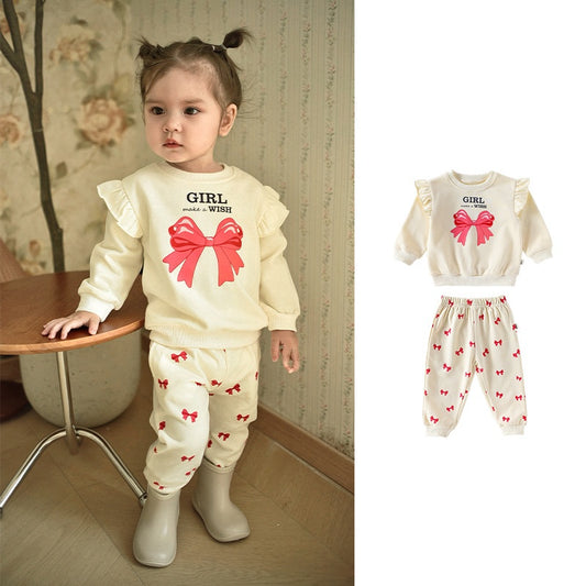 【BABY&KID】北欧風蝶結びプリントセットアップSK101334