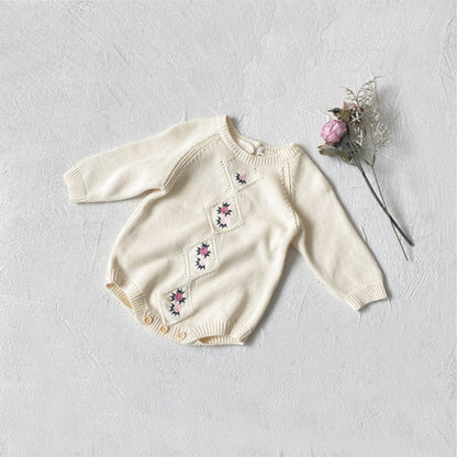 【BABY】花柄刺繍ロンパース&帽子SK101528