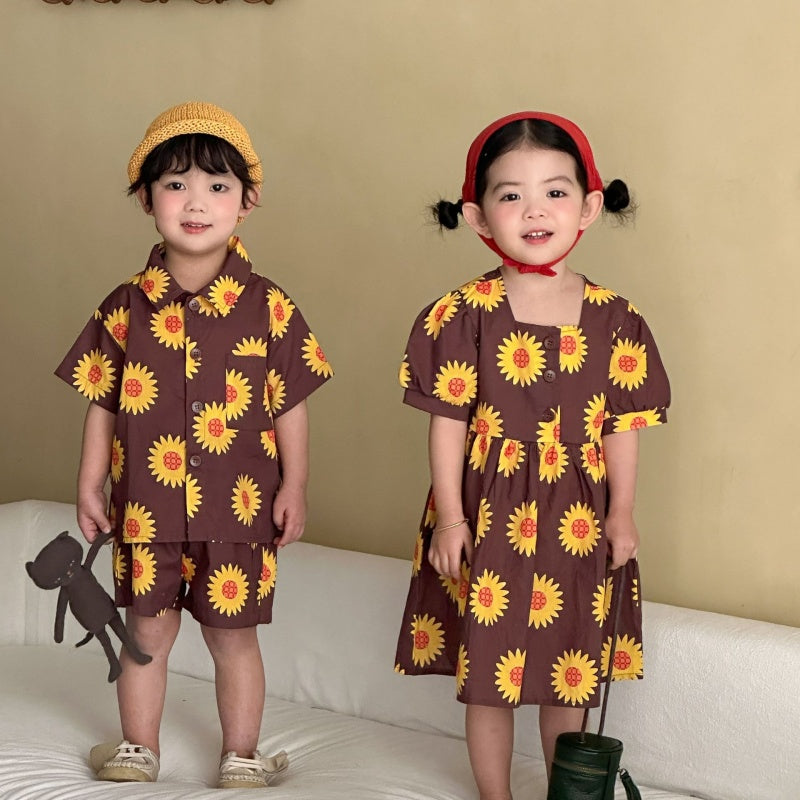 【BABY&KID】夏新作ひまわりセットアップ、ワンピースSK104711