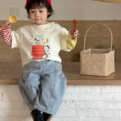 【BABY&KID】カートゥーンプリント長袖、ストレートデニムパンツSK104006