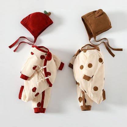 【BABY】New Winter Apple & Bear Quilted Coverall & Hat SK108207