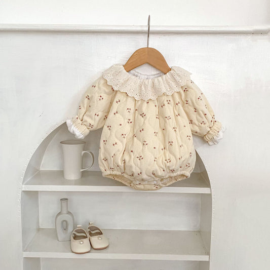 【BABY】冬新作レースカラーパッドプリントロンパースSK102405