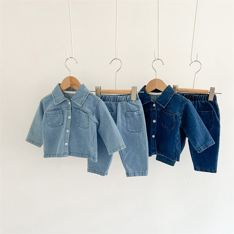 【BABY&KID】オシャレデニムカーディガン、デニムカジュアルルーズパンツSK030707