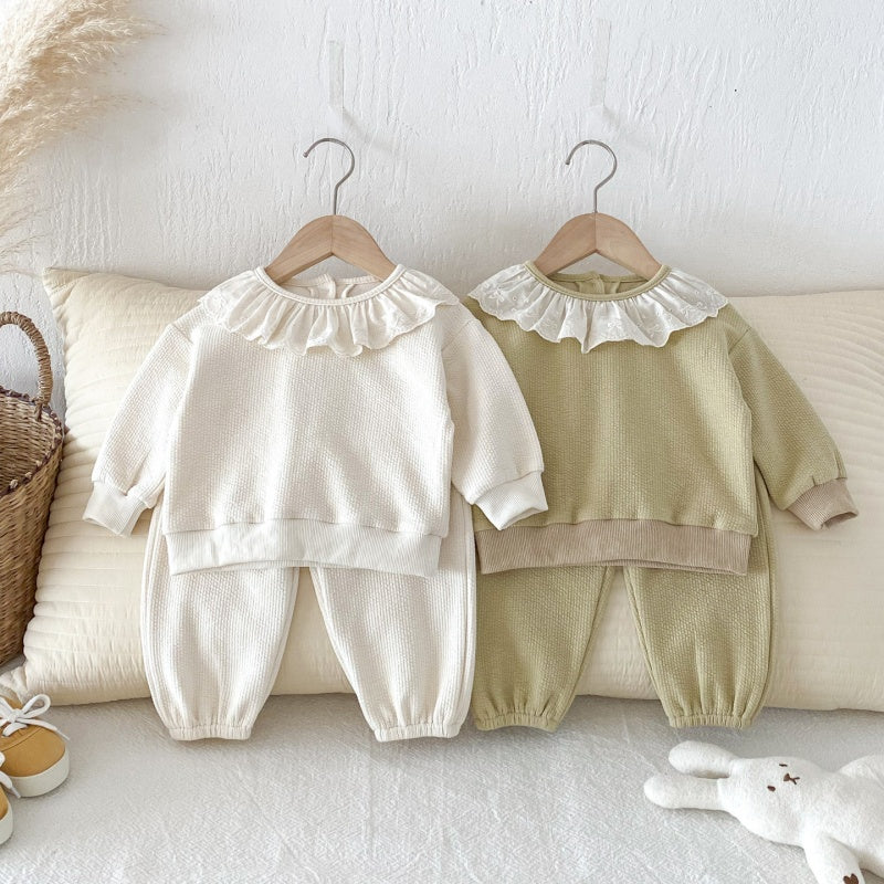 【BABY&KID】無地レース襟セットアップSK092716