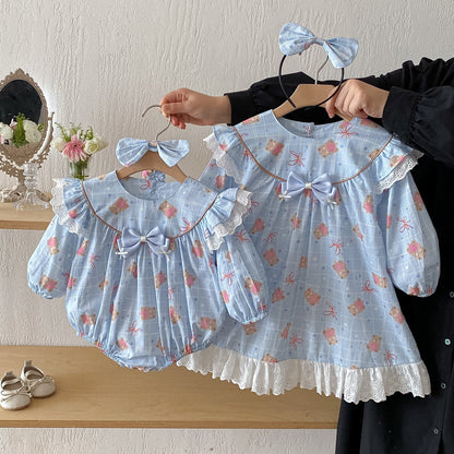 【姉妹服】ハートくまロンパース、ワンピースSK101123