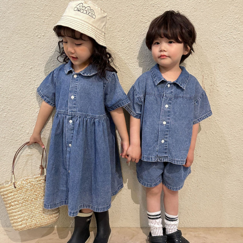 【BABY＆KID】夏新作 オシャレデニムワンピース、セットアップSK063010