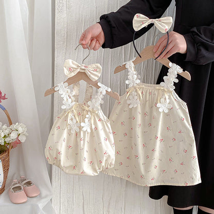 【姉妹服】夏新作 フラワーレースキャミロンパース、ワンピースSK081630