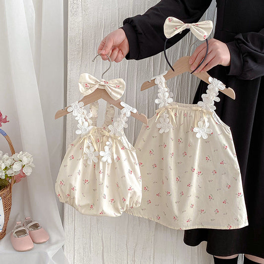 【姉妹服】夏新作 フラワーレースキャミロンパース、ワンピースSK081630