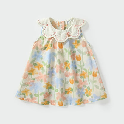 【BABY&KID】夏新作 カラフル花柄花びら襟ワンピースSK091930