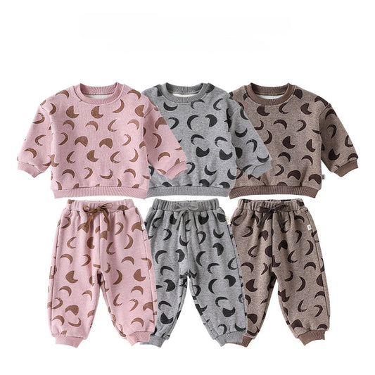 【BABY&KID】北欧風月プリントクルーネックセットアップSK102333