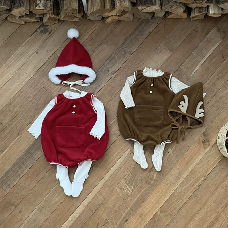 【BABY】とんがり帽子あったかノースリーブロンパースSK103107