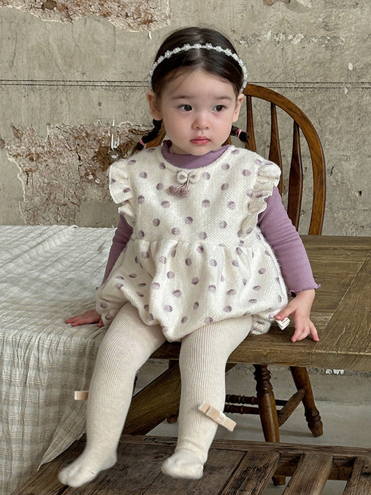 【BABY&KID】冬新作小さな飛び袖水玉ロンパースSK11301