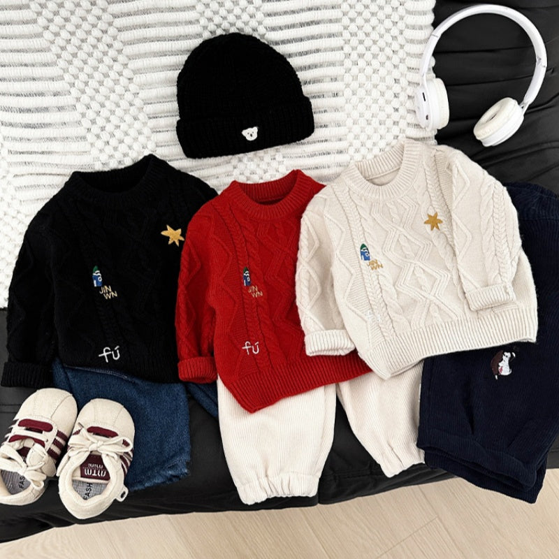 【BABY&KID】冬新作キャラ刺繍ニットセーターSK103009