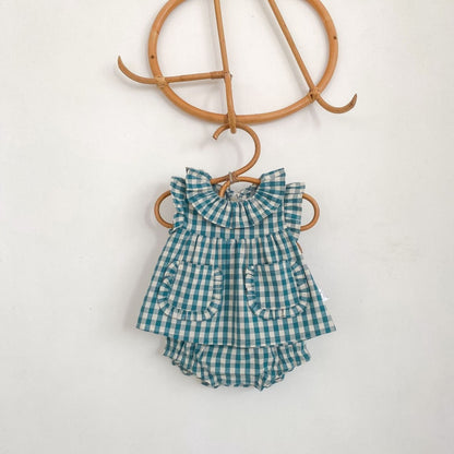 【BABY&KID】夏新作 かわいいチェックセットアップSK104926