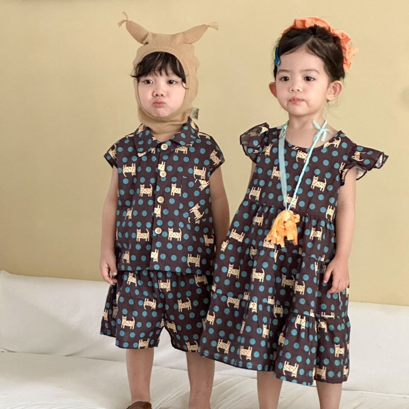 【BABY&KID】夏新作ドットセットアップ、ワンピースSK104717