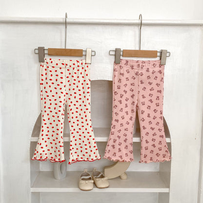 【BABY&KID】小花柄、くまベルボトムパンツSK100825