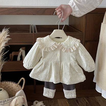 【BABY】冬新作フリル襟裏起毛ジャケットSK102725