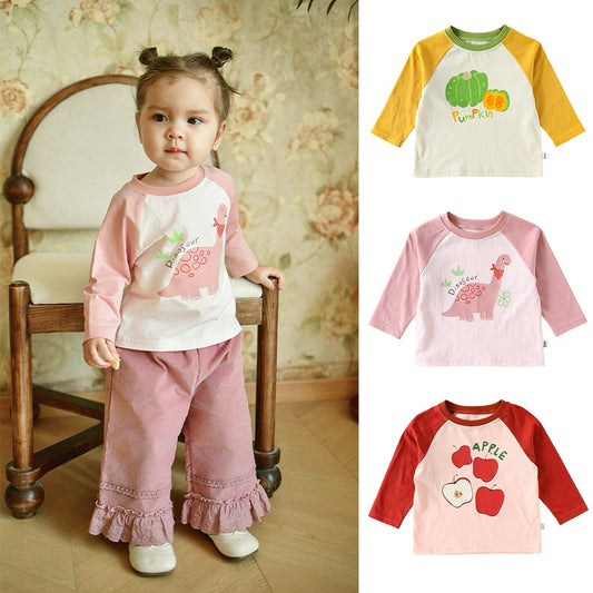 【BABY&KID】北欧風カートゥーンラグランTシャツ、ポケットパンツSK101336