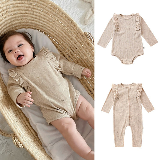 【BABY】北欧風無地フリルロンパース、カバーオールSK101313