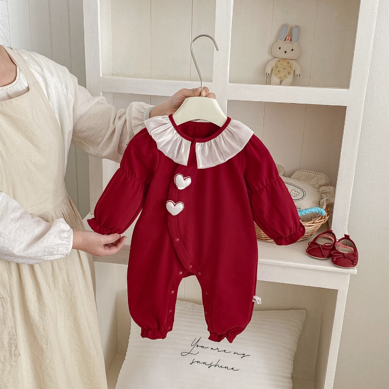 【BABY】ハートチュール襟カバーオールSK103407