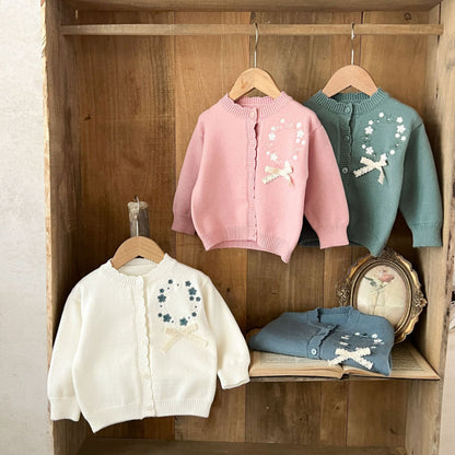 【BABY】コットン刺繍フリルニットカーディガンSK100820