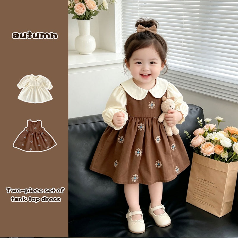 【BABY&KID】刺繍ジャンパースカート2点セットSK106920