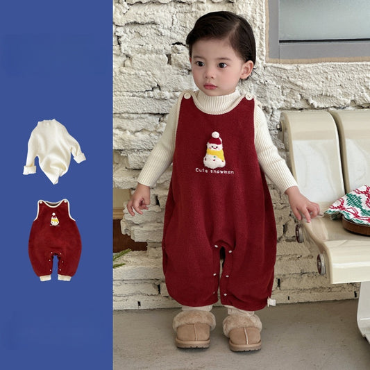 【BABY】冬新作ゆきだるま刺繍あったかカバーオールSK103121