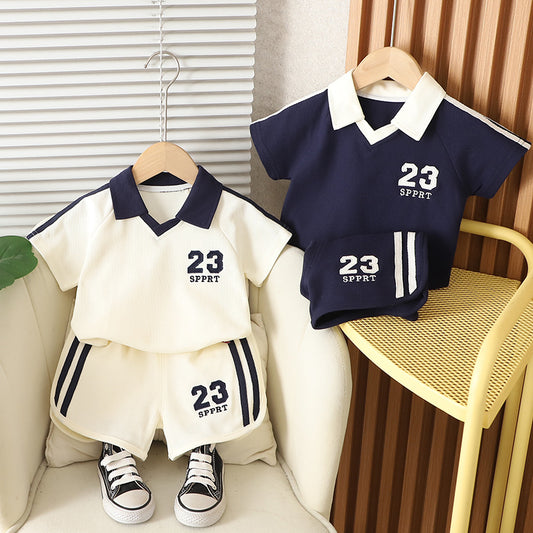 【BABY&KID】夏新作 ナンバーカラーシャツ半袖セットアップSK092629