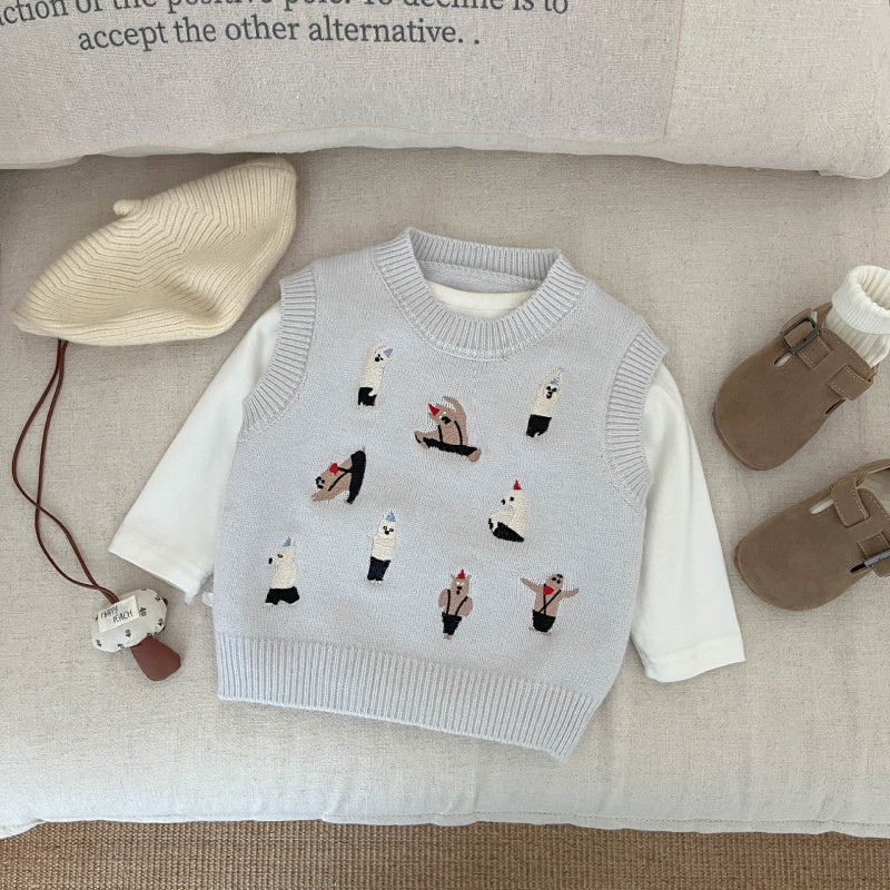【BABY&KID】踊るクマさんニットベストSK100209