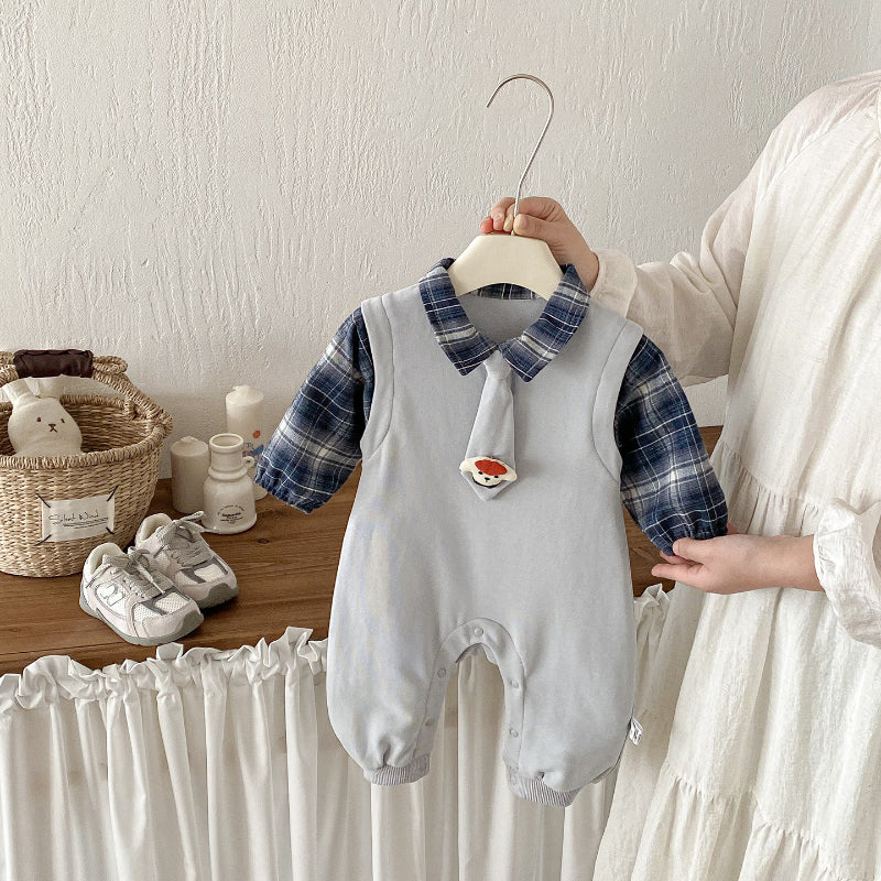 【BABY】重ね着風ネクタイカバーオールSK103411