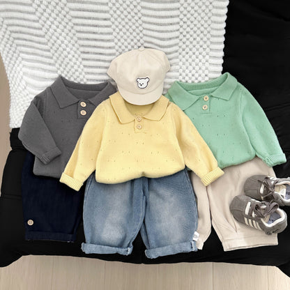 【BABY&KID】冬新作おしゃれ透かし編みニットSK103016