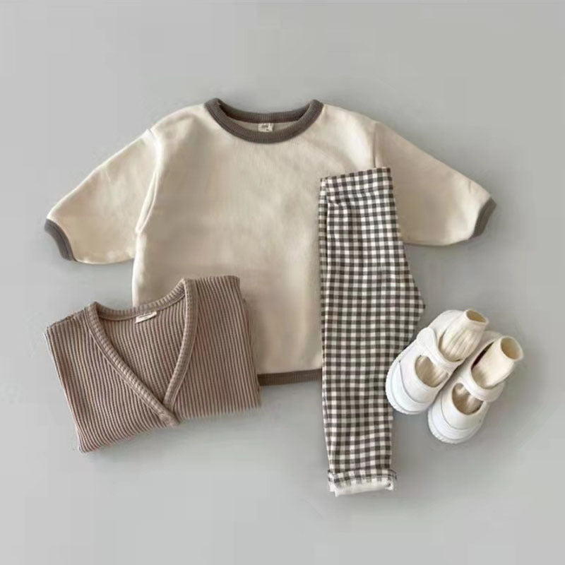 【BABY&KID】バイカラートレーナー&チェック柄ボトムスSK020921